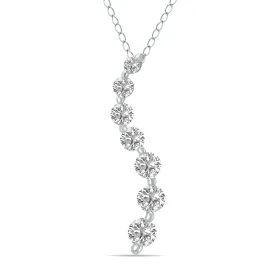 1/2 Ctw Lab Grown Diamond Journey Pendant In 10K White Gold