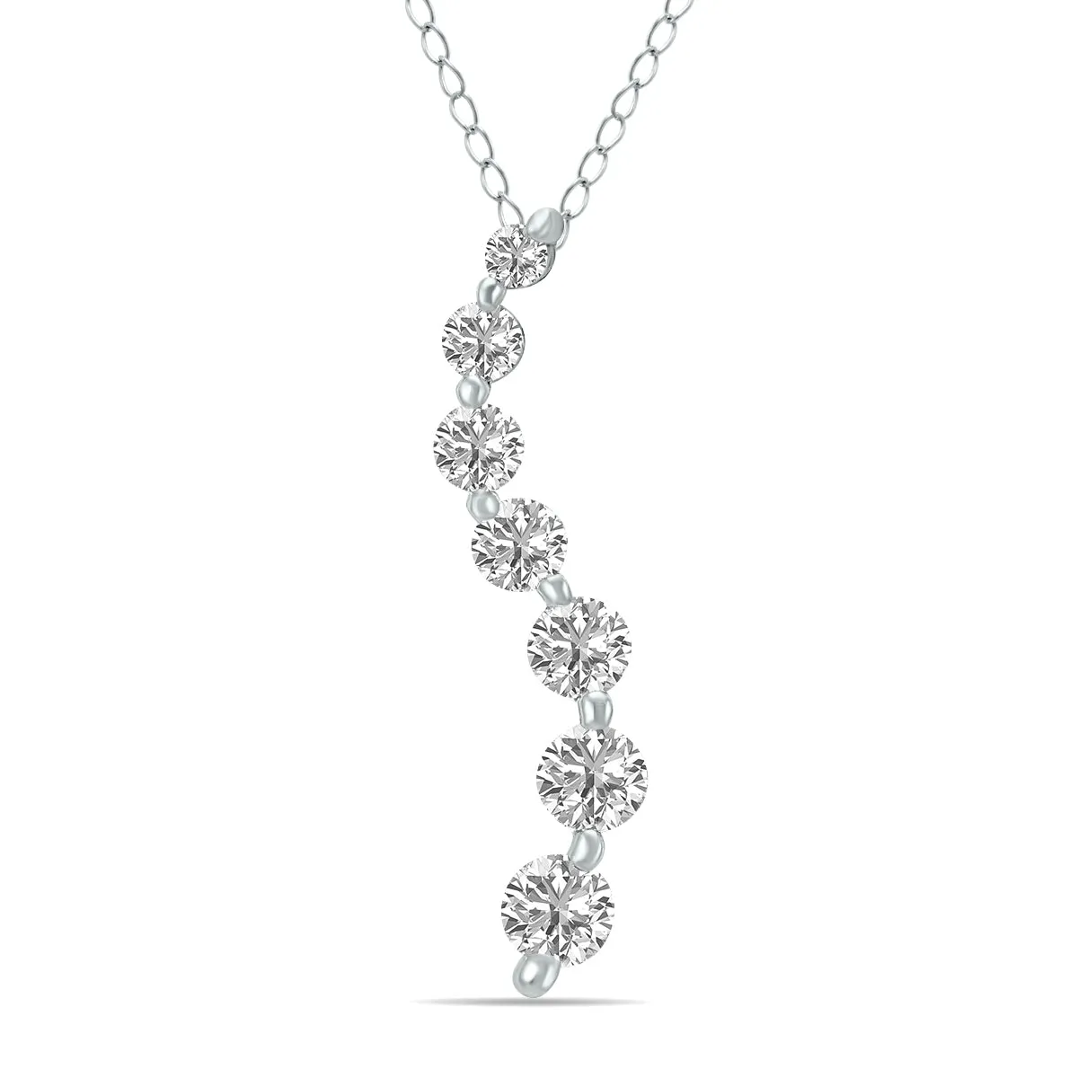 1/2 Ctw Lab Grown Diamond Journey Pendant In 10K White Gold