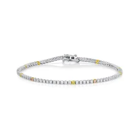 18ket White Gold Colored Diamond Tennis Bracelet