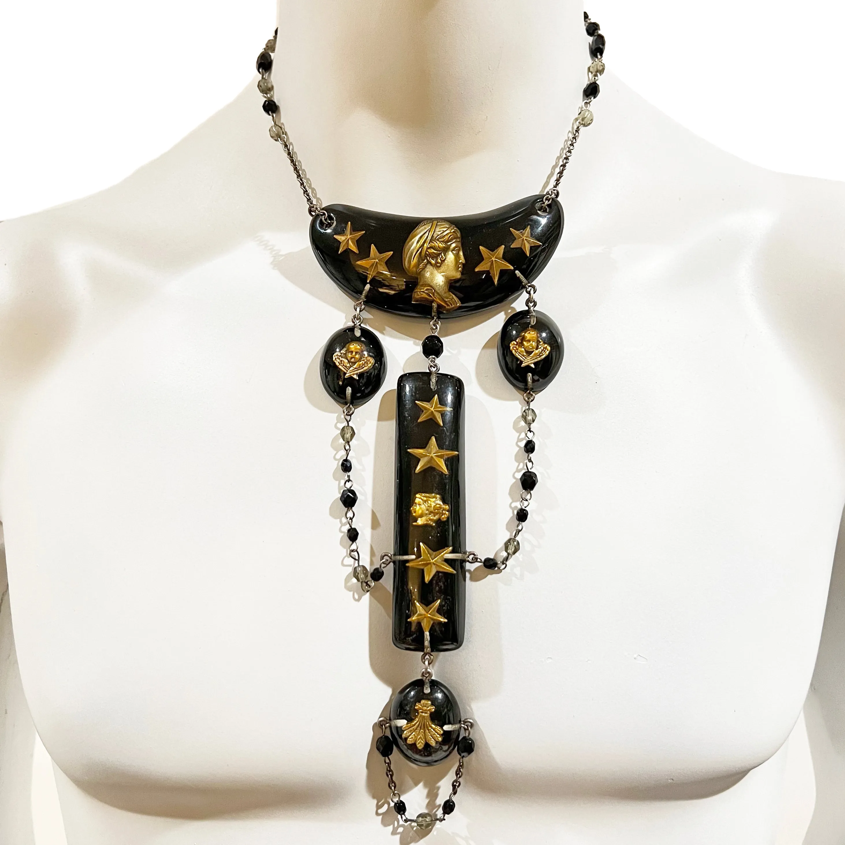 1990s Black and Gold Star Necklace