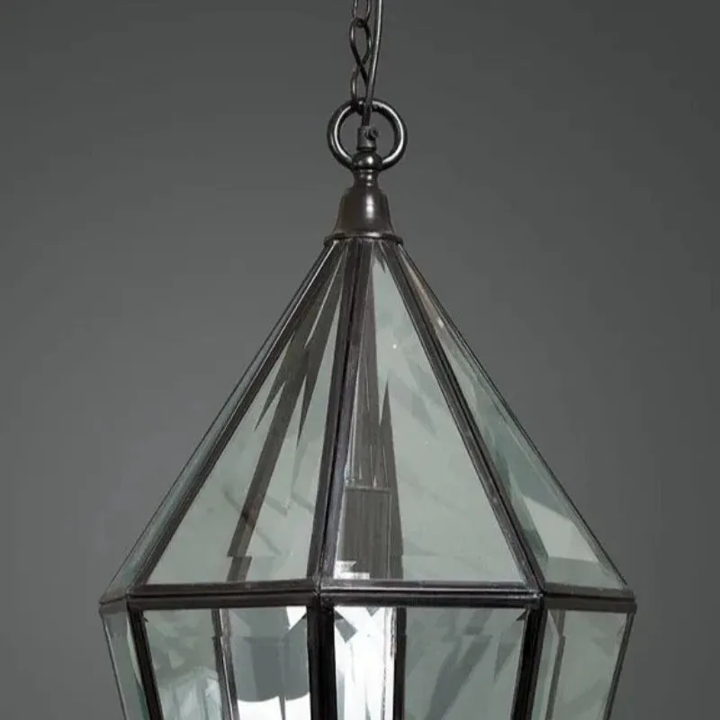 19th-Century Style Glass Lantern Black