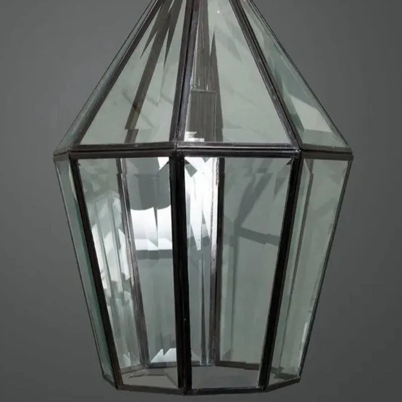 19th-Century Style Glass Lantern Black