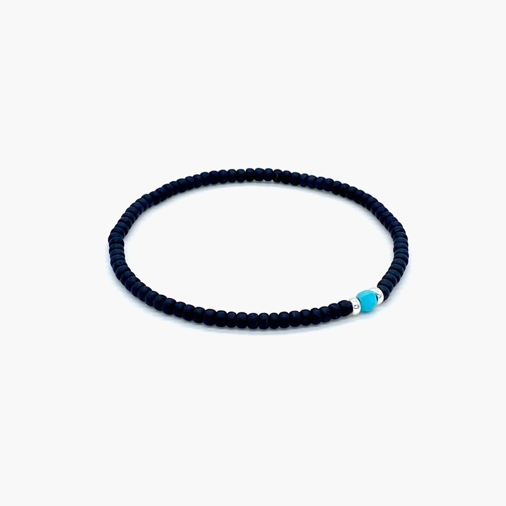 2mm Beads Dandy Bracelet (Matte Black/Blue)