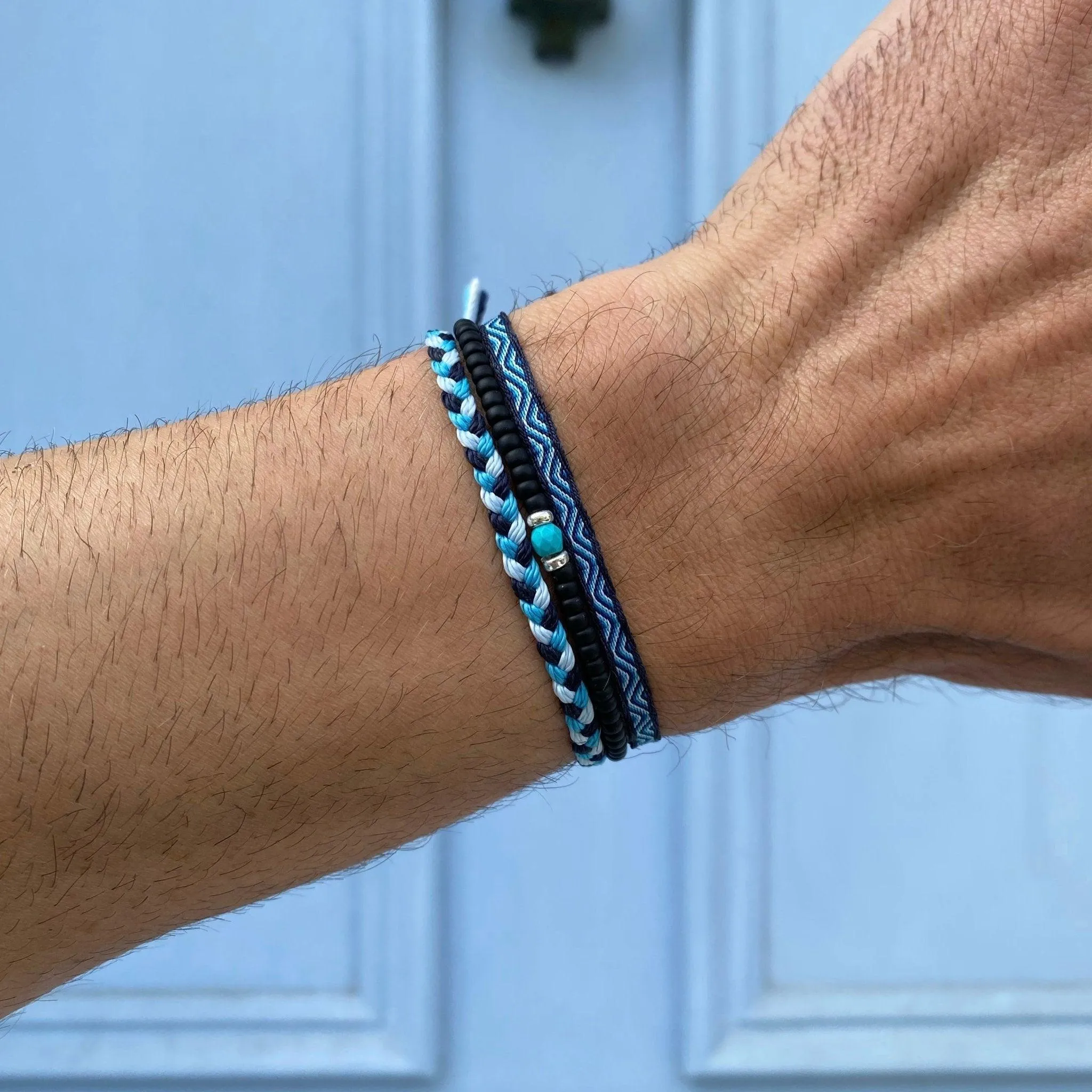 2mm Beads Dandy Bracelet (Matte Black/Blue)