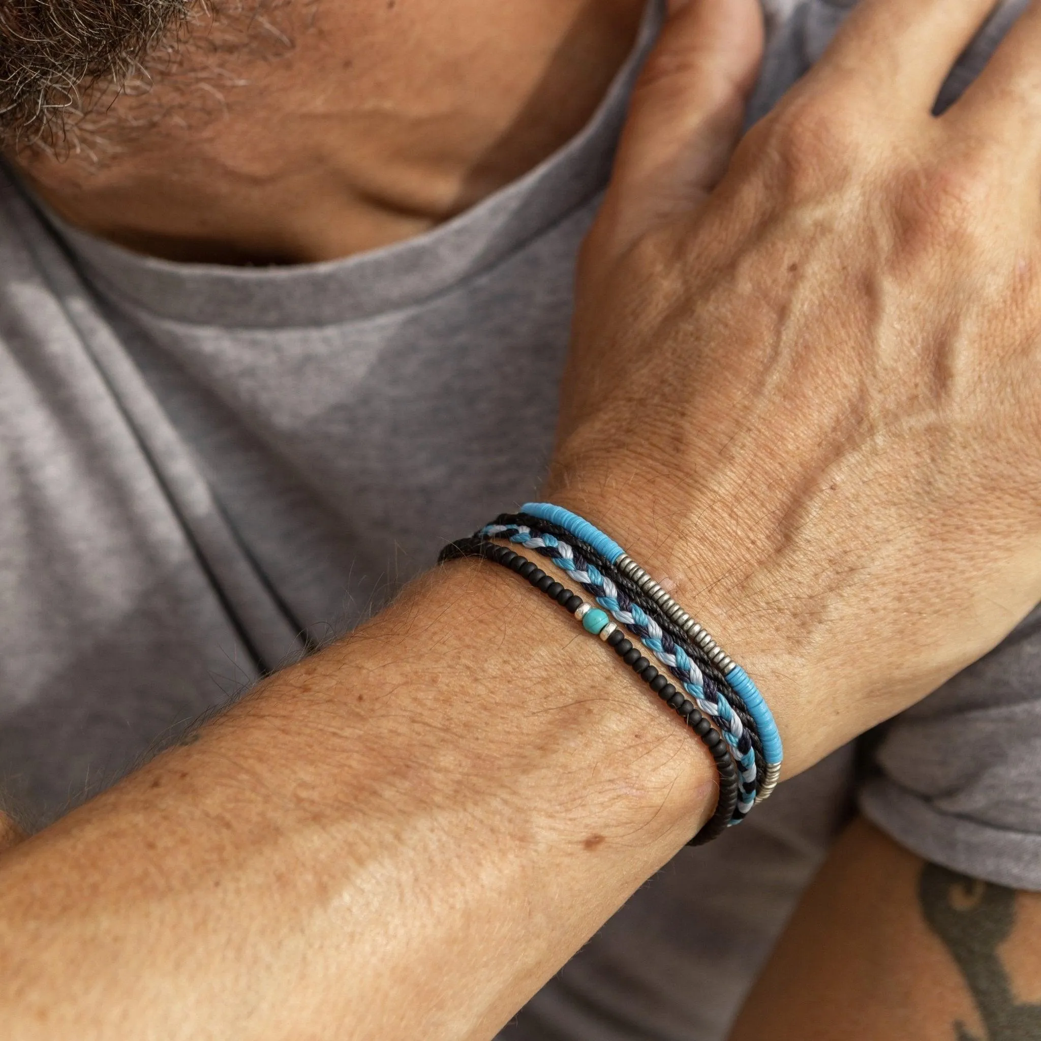 2mm Beads Dandy Bracelet (Matte Black/Blue)