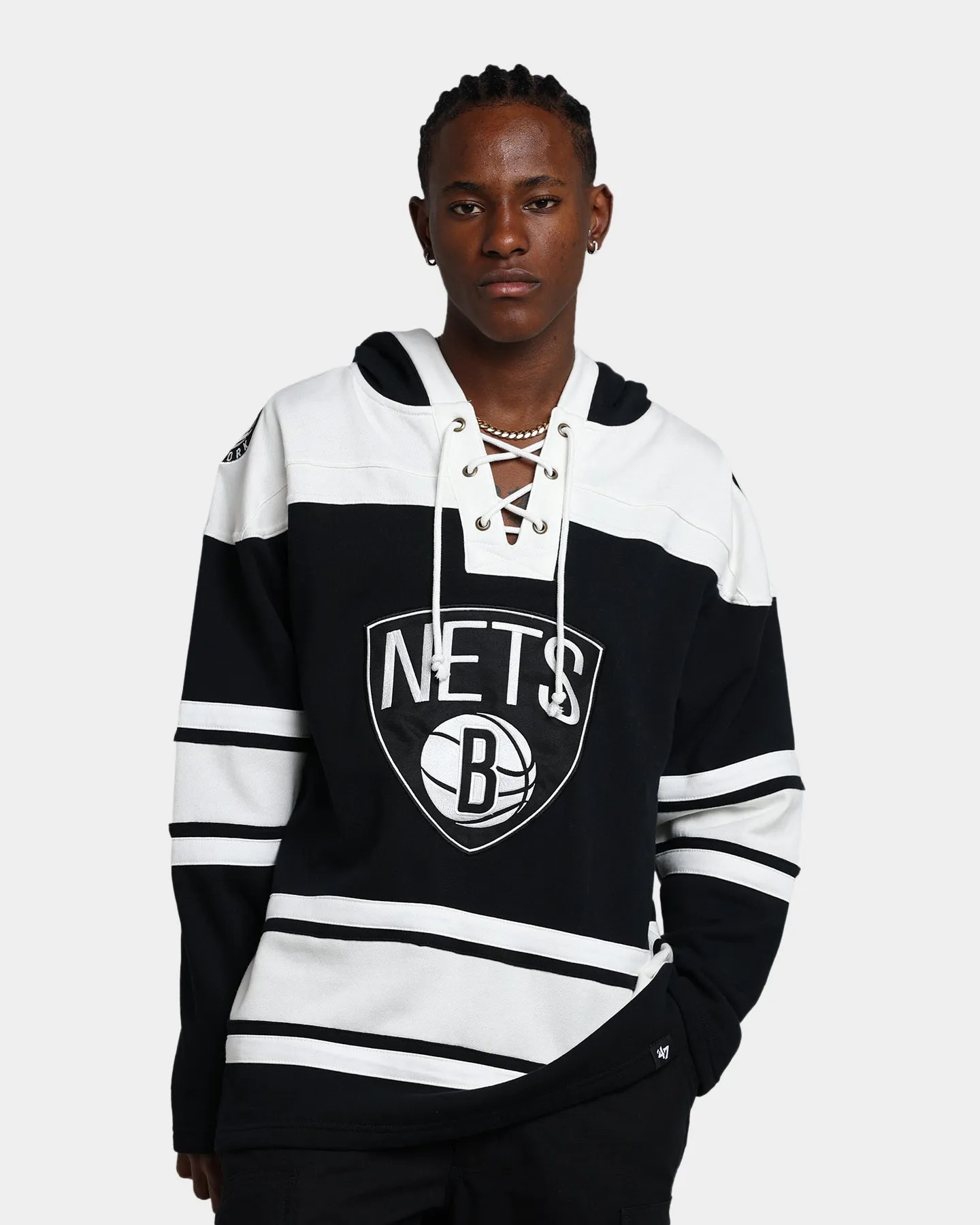 47 Brand Brooklyn Nets Superior Lacer Hoodie Jet Black