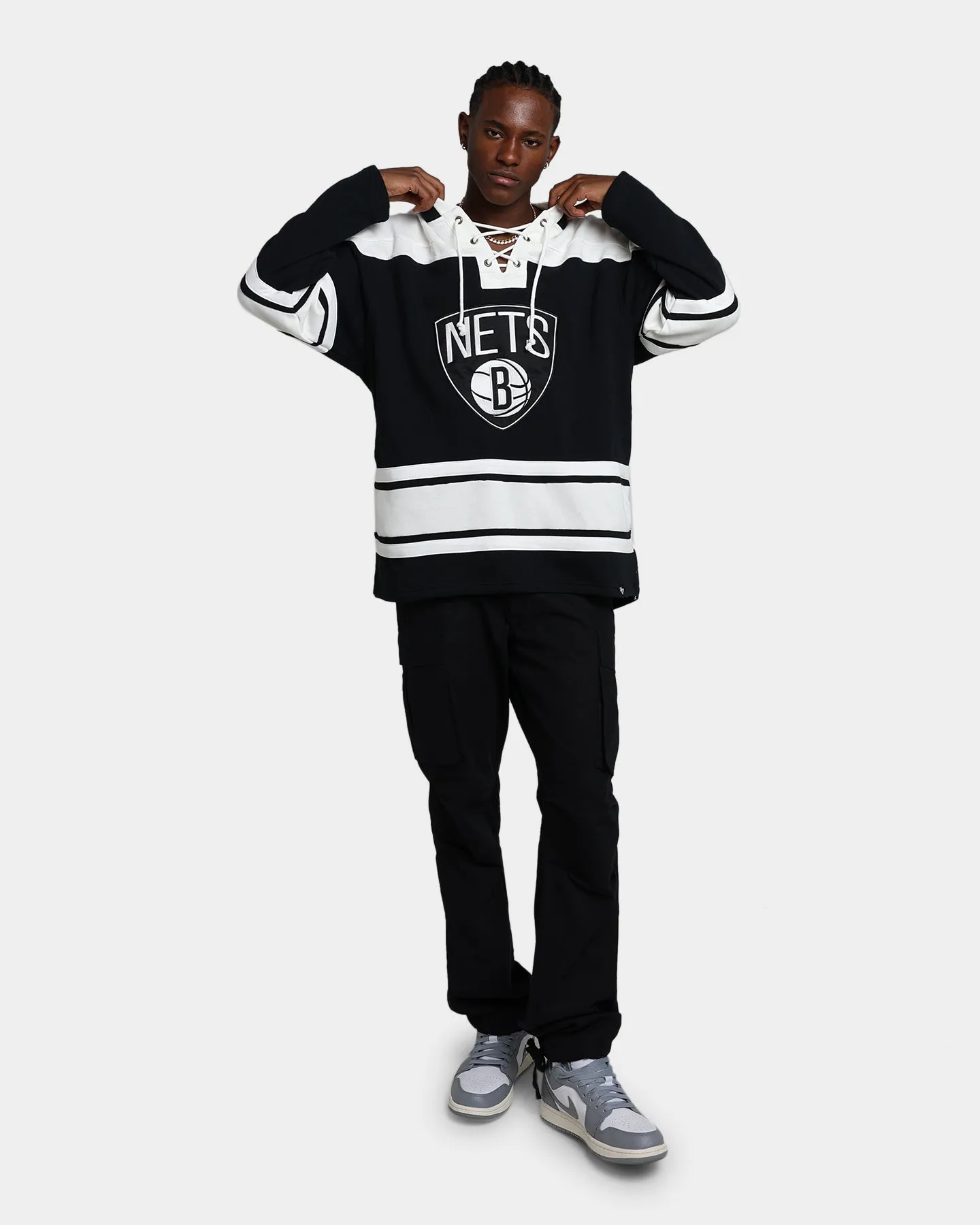 47 Brand Brooklyn Nets Superior Lacer Hoodie Jet Black