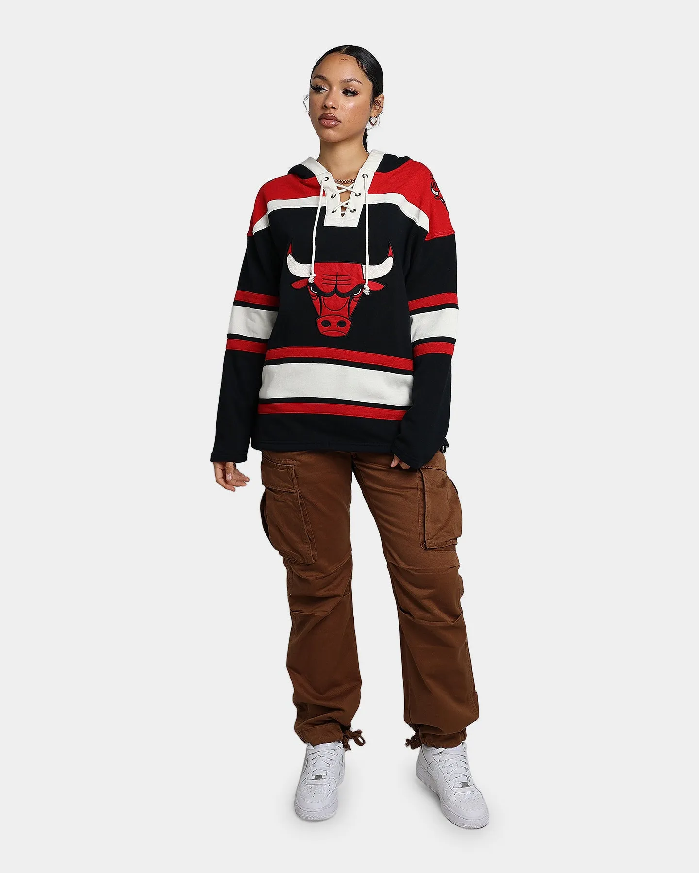 47 Brand Chicago Bulls Superior Lacer Hoodie Jet Black/Red