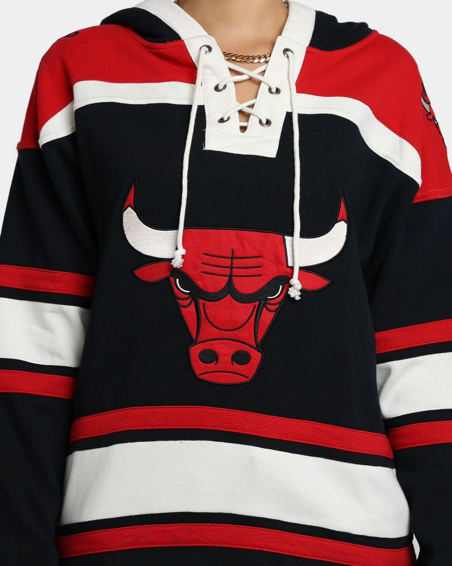 47 Brand Chicago Bulls Superior Lacer Hoodie Jet Black/Red