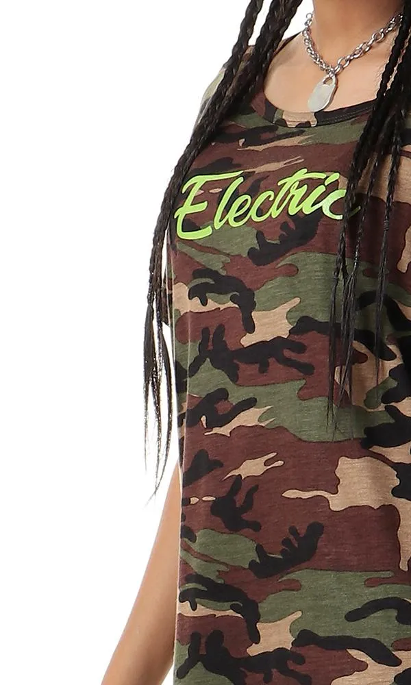 56519 Printed Elecrtric Army Pattern Multicolour Tee