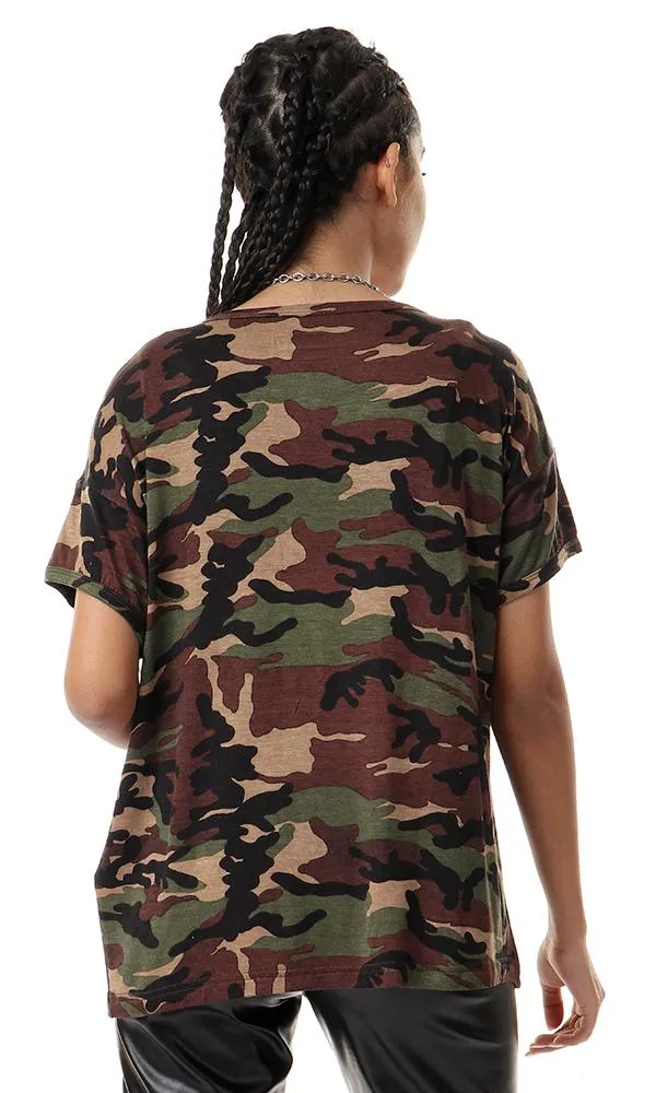 56519 Printed Elecrtric Army Pattern Multicolour Tee