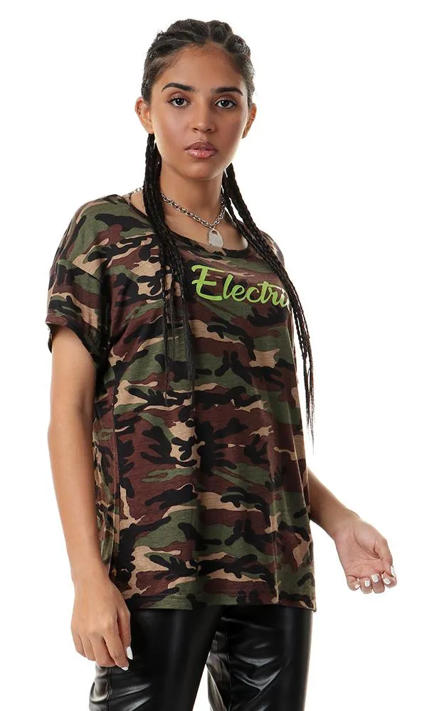 56519 Printed Elecrtric Army Pattern Multicolour Tee