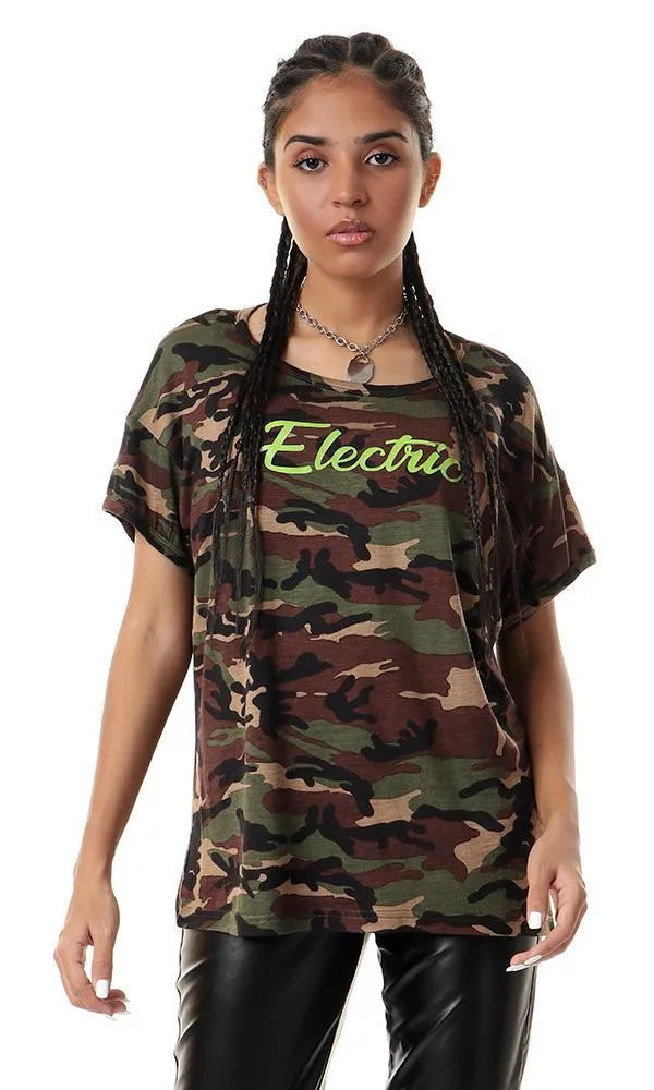 56519 Printed Elecrtric Army Pattern Multicolour Tee