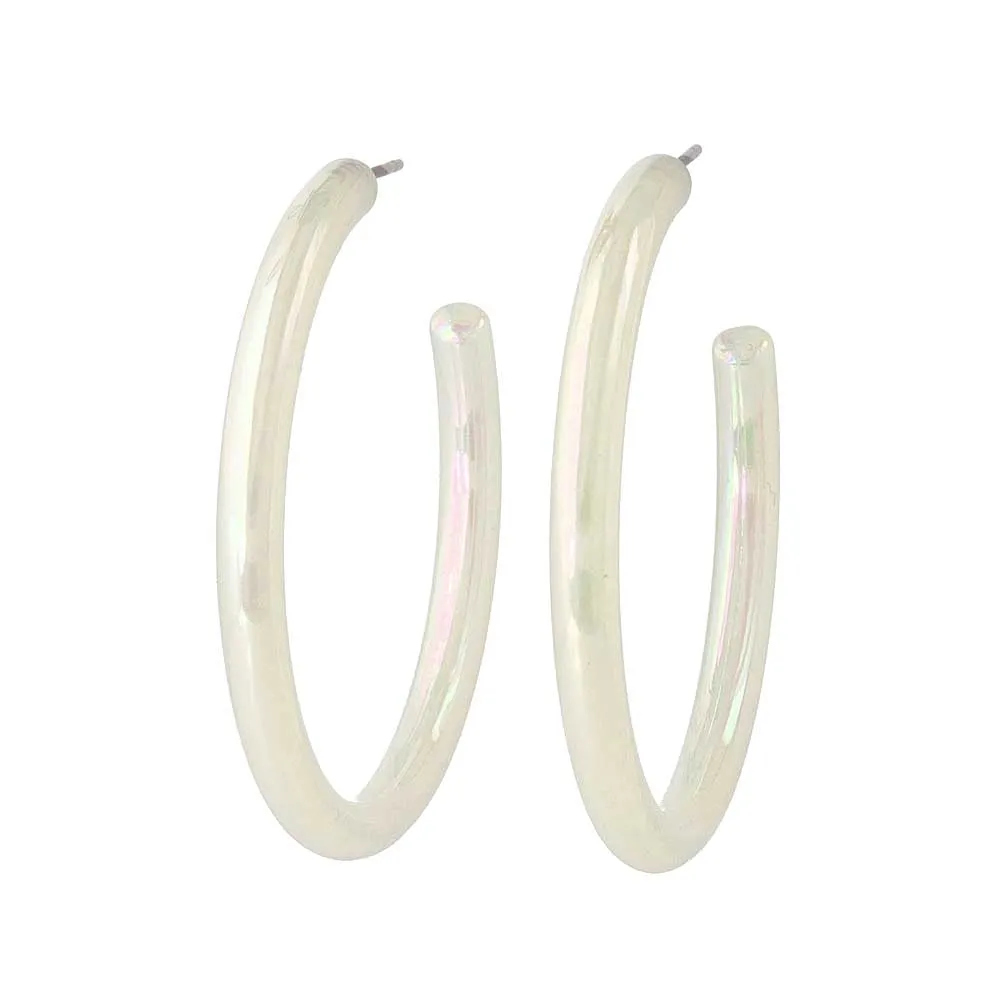 Acrylic Marble Statement Hoop Earrings