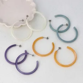 Acrylic Marble Statement Hoop Earrings