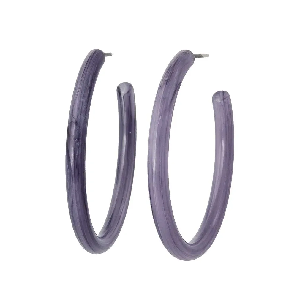 Acrylic Marble Statement Hoop Earrings