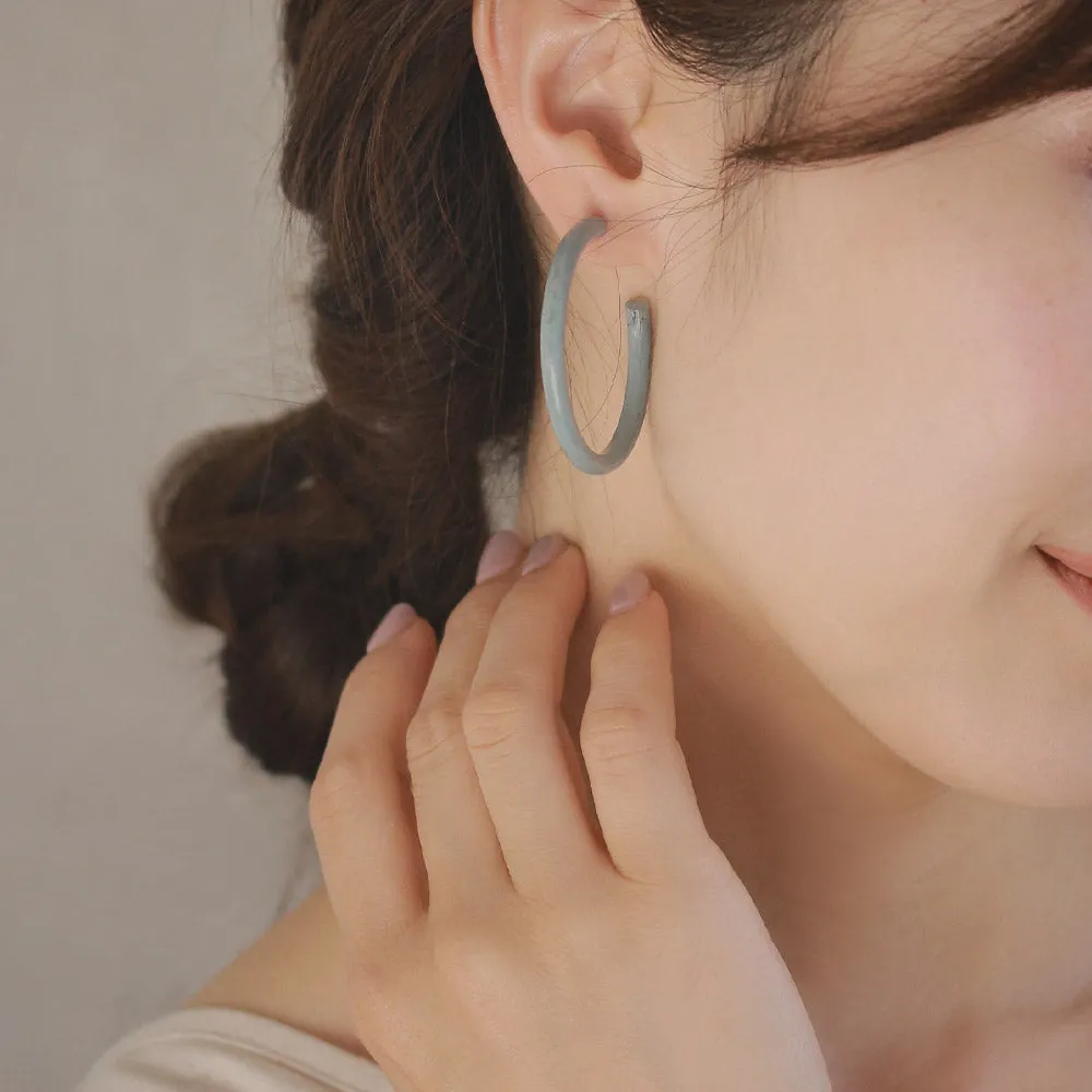 Acrylic Marble Statement Hoop Earrings