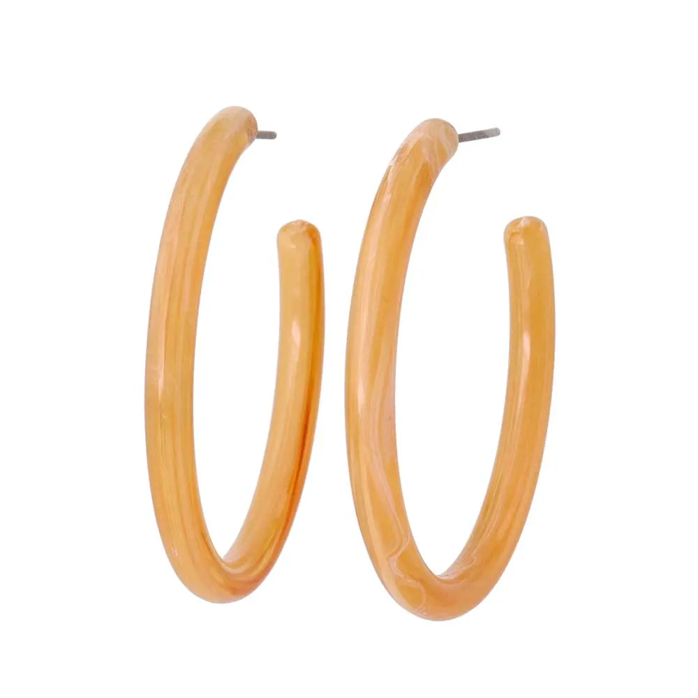 Acrylic Marble Statement Hoop Earrings