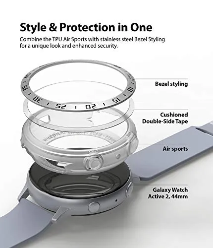 Air Sports   Bezel Styling Combo Case Designed for Galaxy Watch Active 2 44mm - Matte Clear / 30