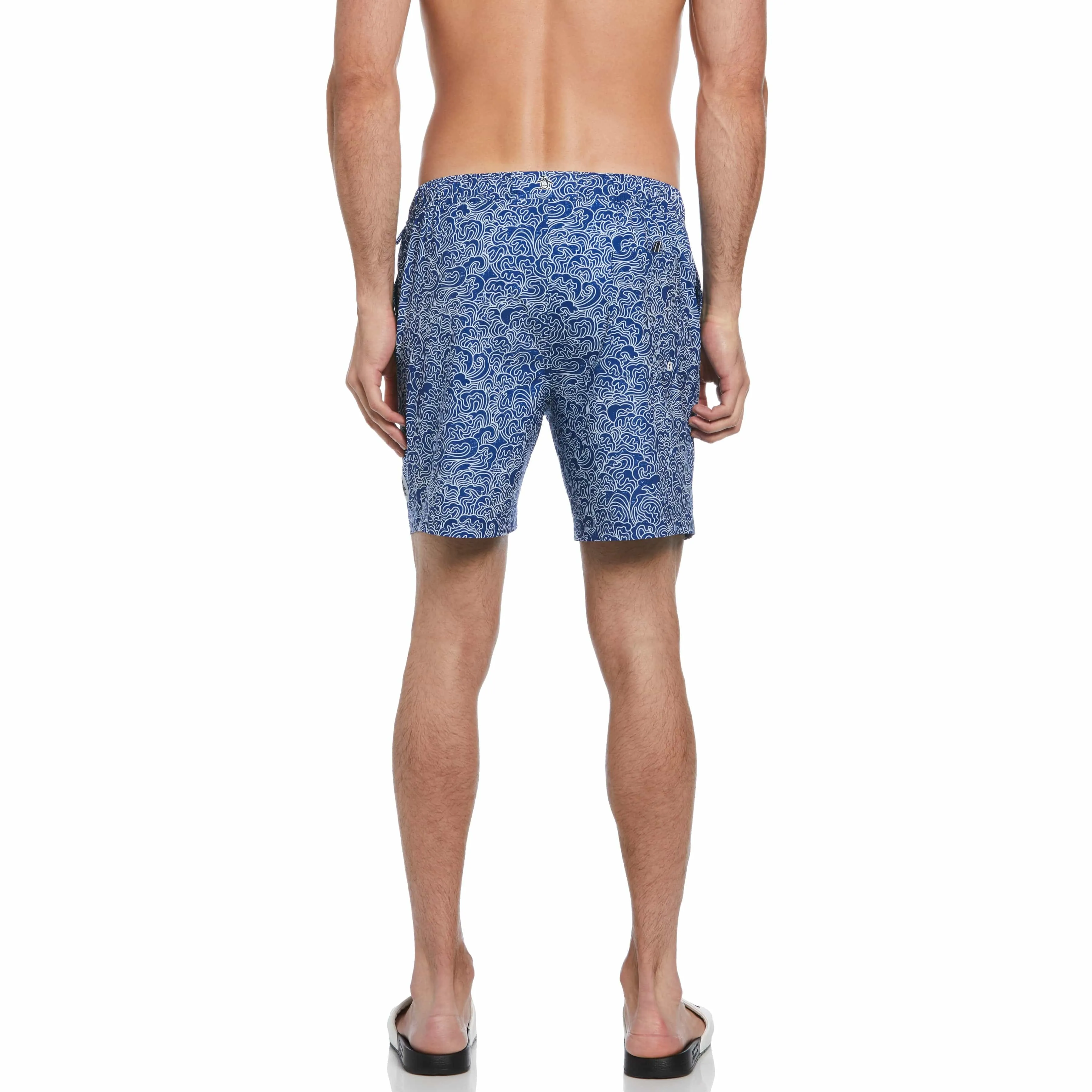 Allover Outline Waves Print Swim Short