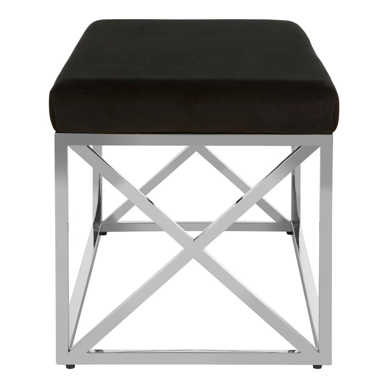 Allure Black Velvet / Silver Finish Bench