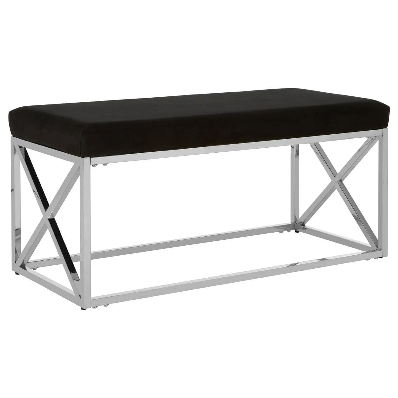 Allure Black Velvet / Silver Finish Bench