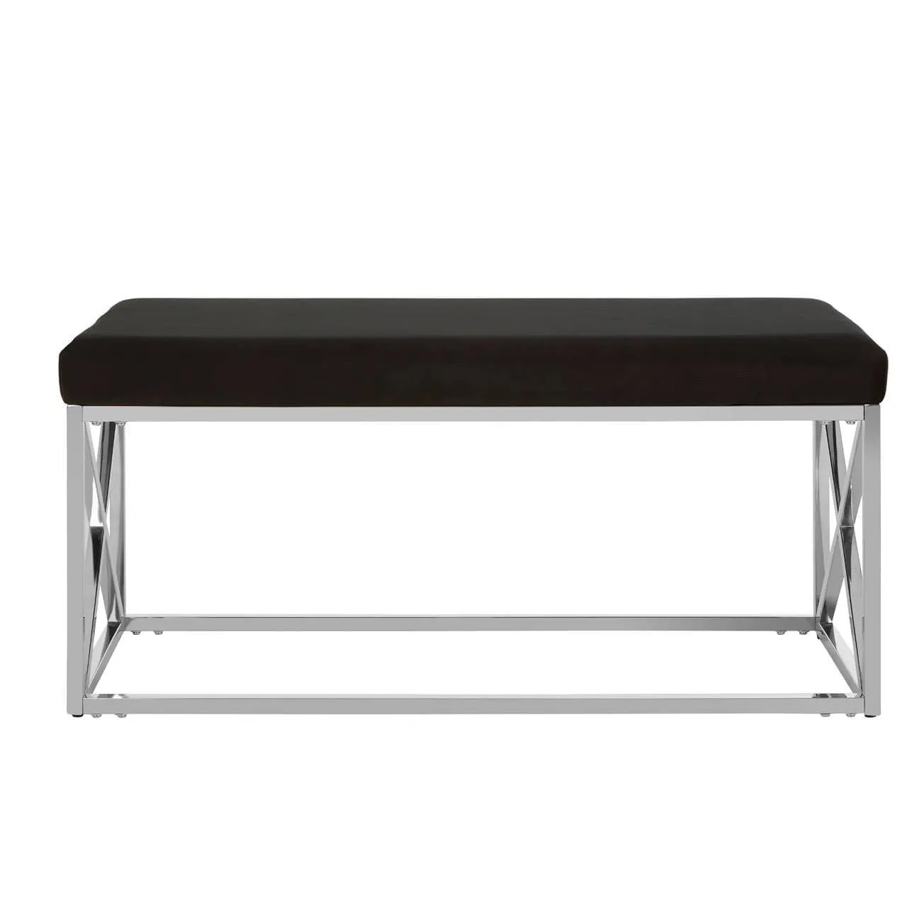 Allure Black Velvet / Silver Finish Bench