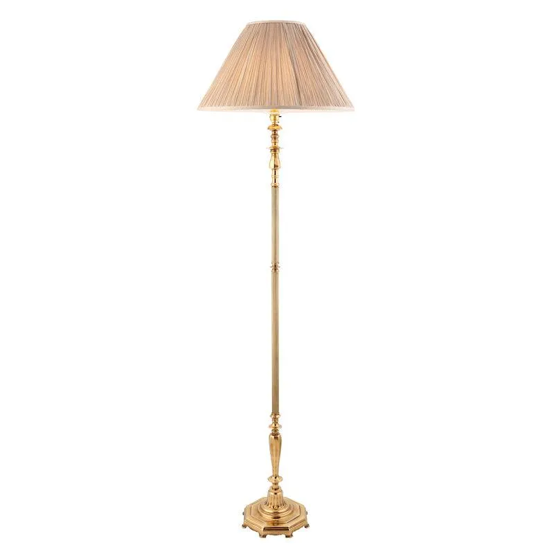 Asquith Solid Brass Floor Lamp With Beige Shade