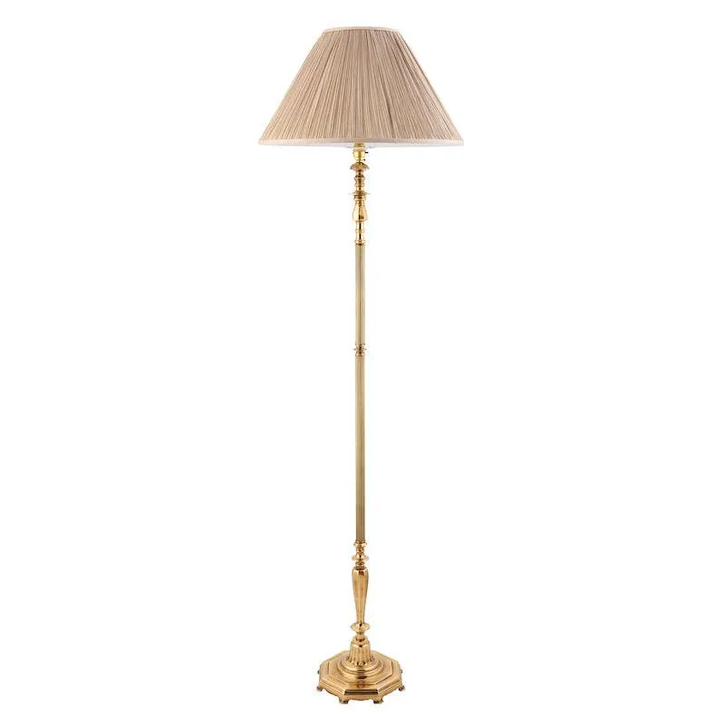 Asquith Solid Brass Floor Lamp With Beige Shade