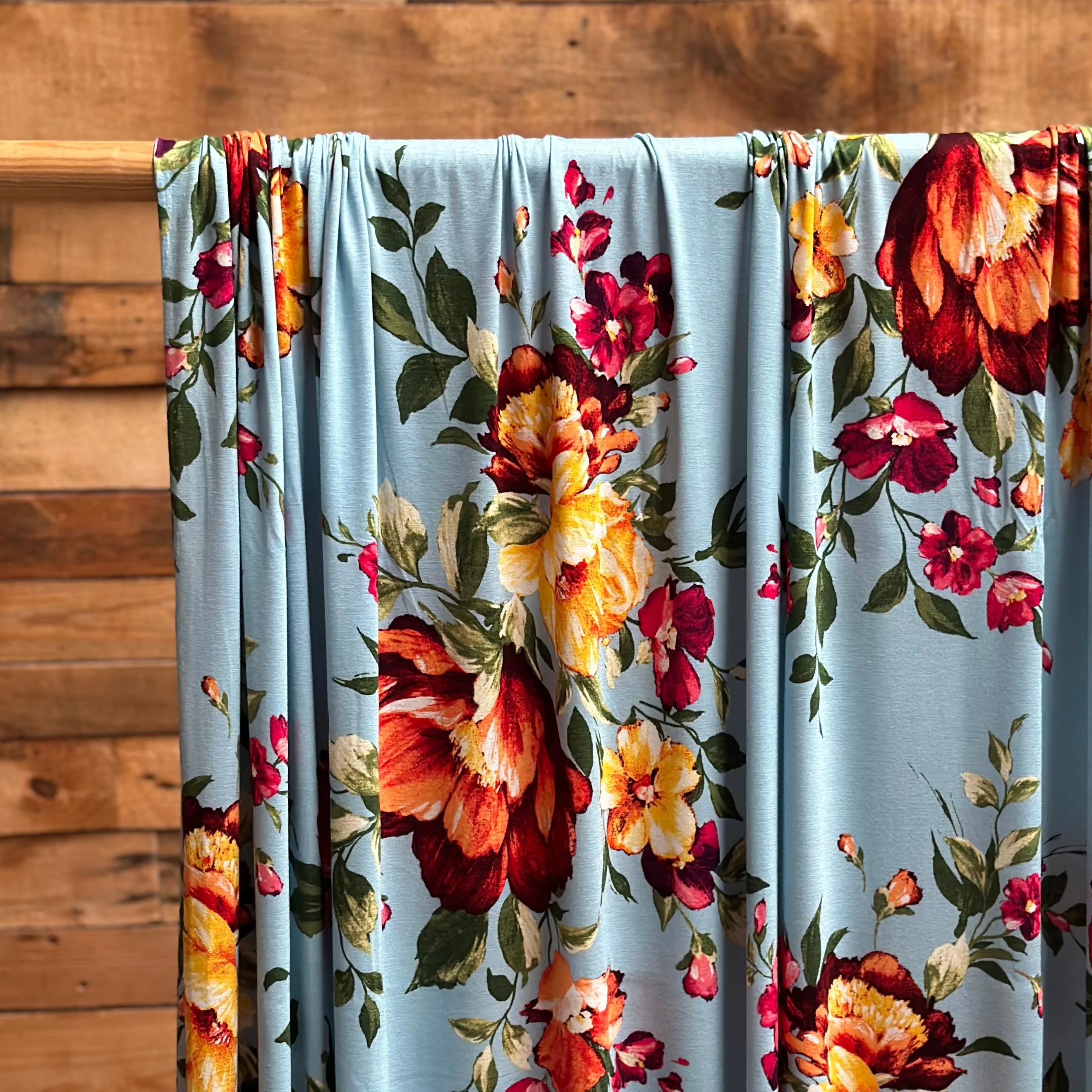 Autumn Mist Floral on Rayon Spandex