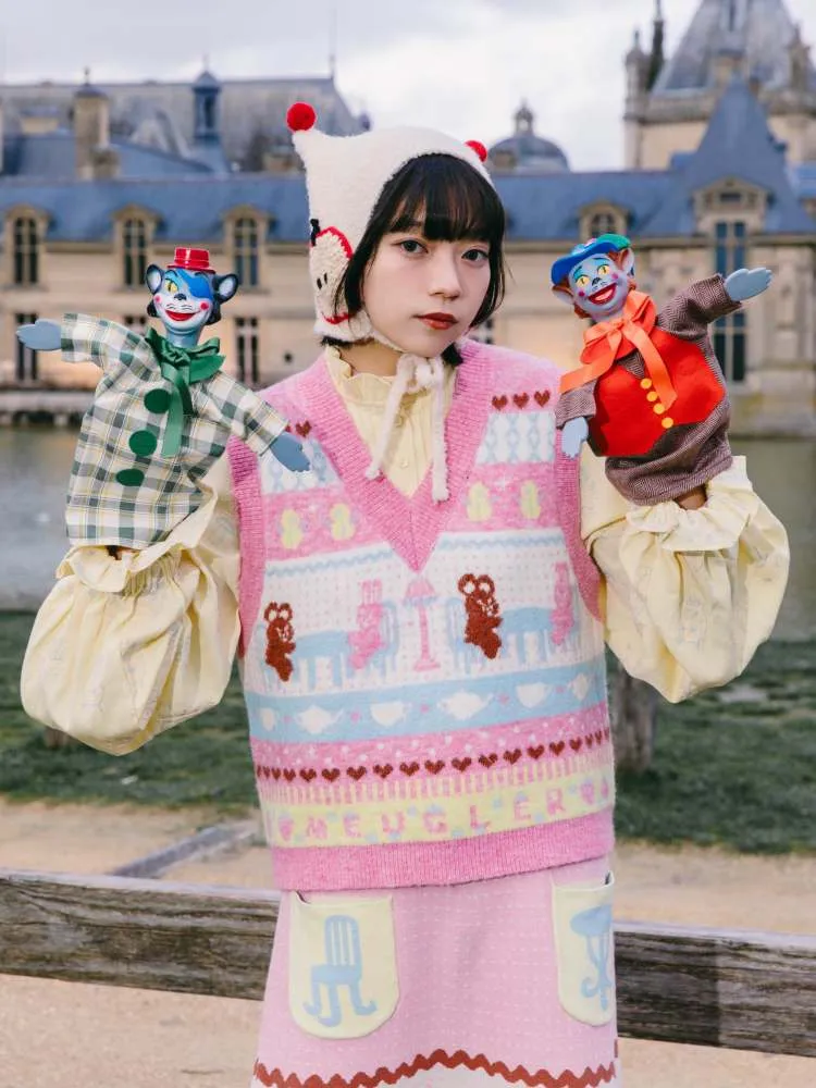 Bear & Rabbit Play House Fluffy Colorful Striped Knit Vest【s0000007759】