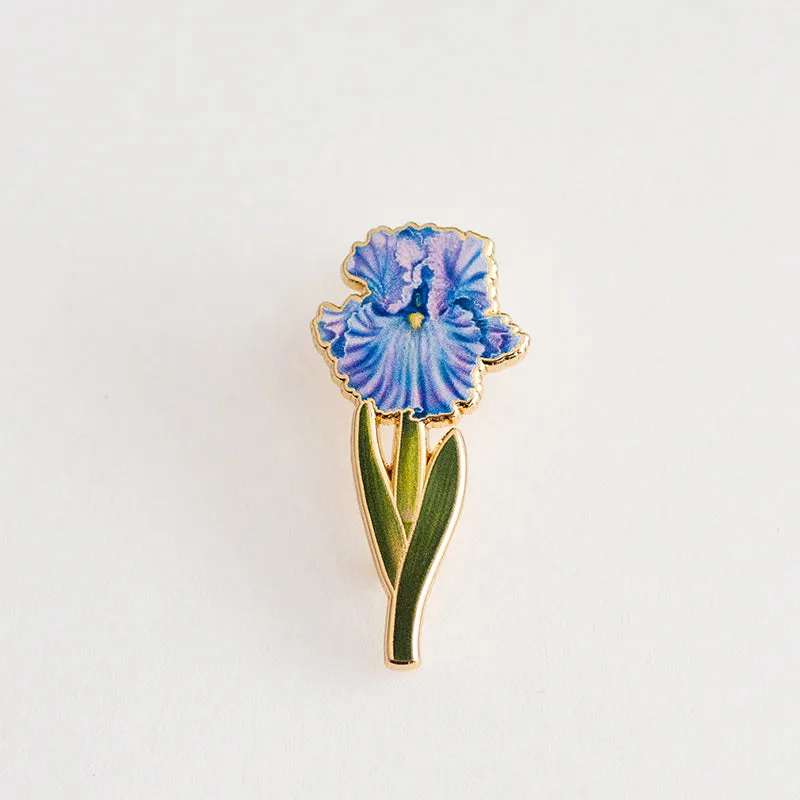 Bearded Iris (Blue) Floral Enamel Pin