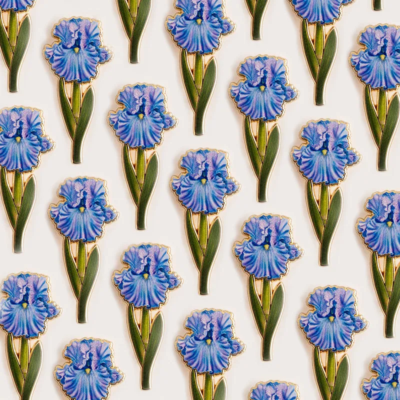 Bearded Iris (Blue) Floral Enamel Pin