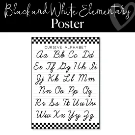 Black and White  | Cursive Alphabet Poster | Playground Press by Schoolgirl Style