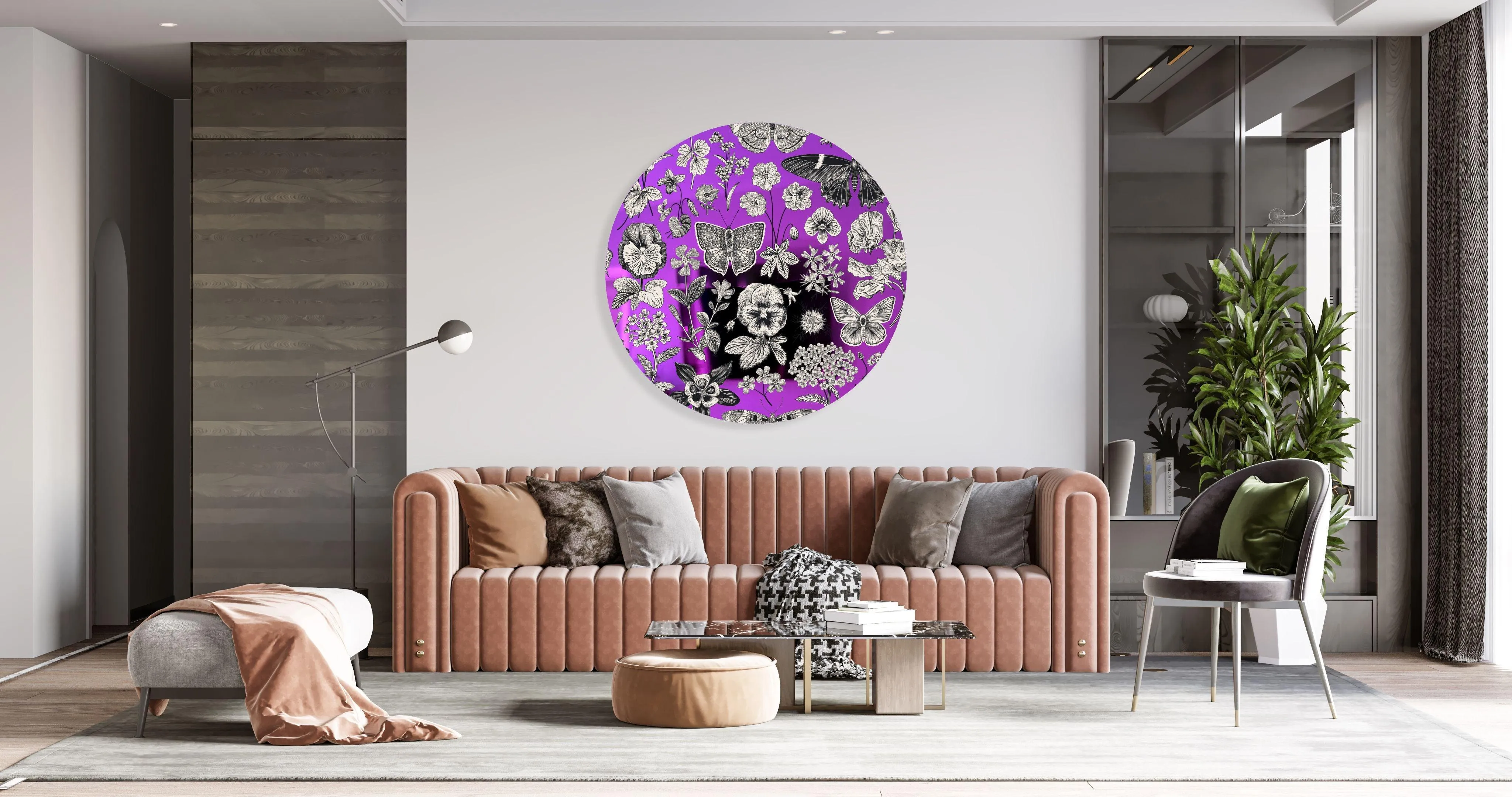 Black and White Pattern Printed Mirror Acrylic Circles