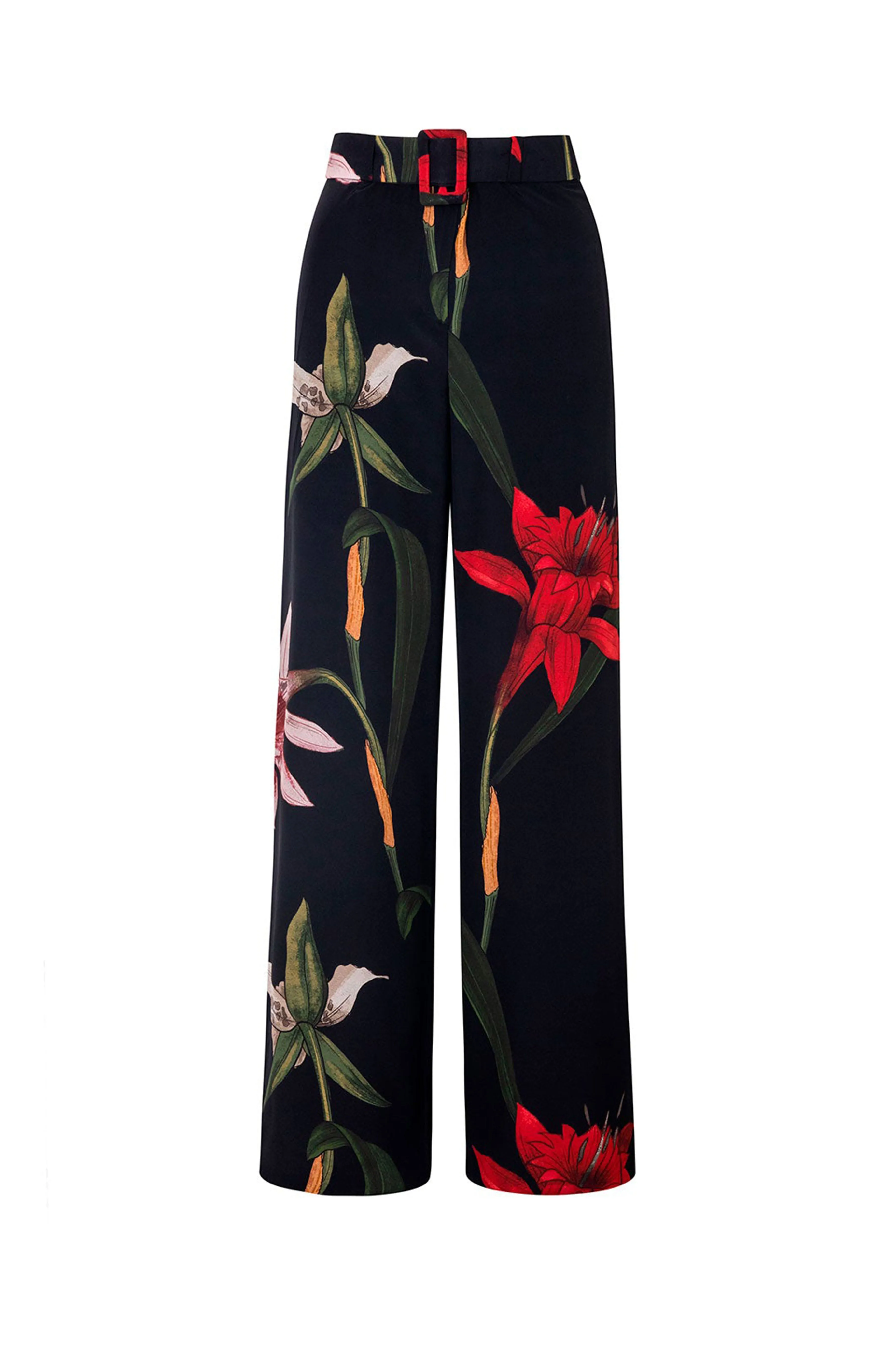 Black Flora Loose Fit Trousers