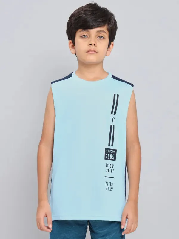 Boys Printed Slim Fit Crew Neck T-shirt with TECHNO GUARD