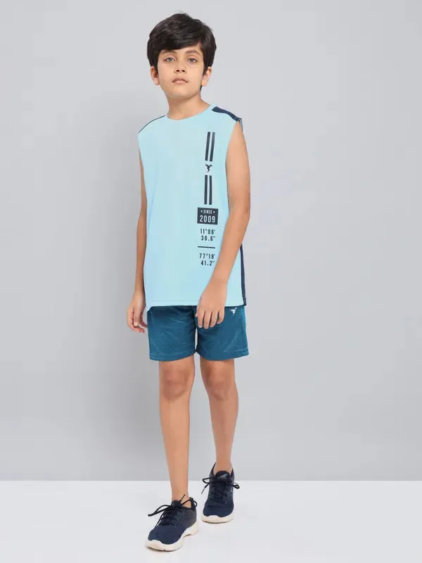 Boys Printed Slim Fit Crew Neck T-shirt with TECHNO GUARD