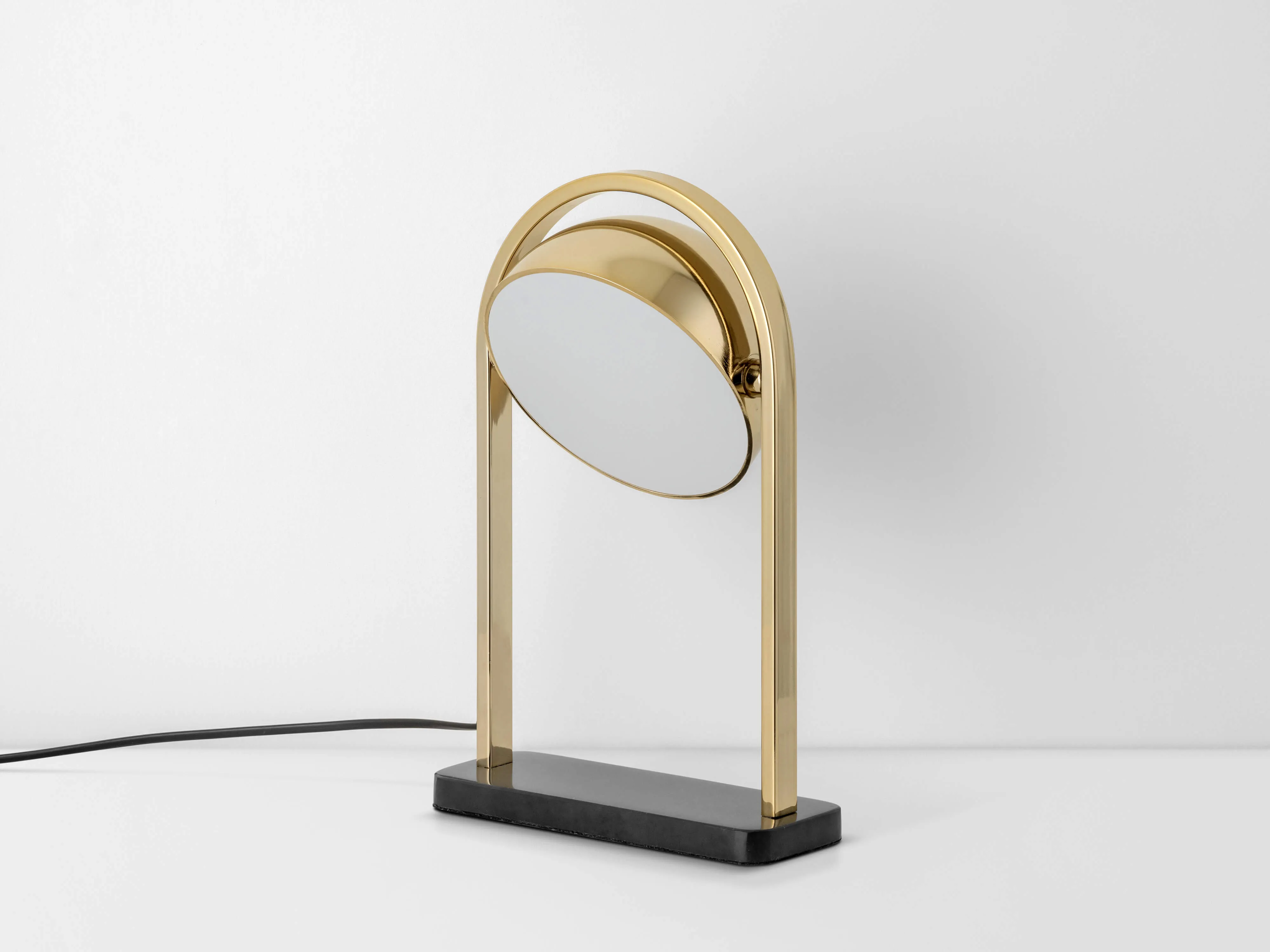 Brass and marble LED dome table lamp