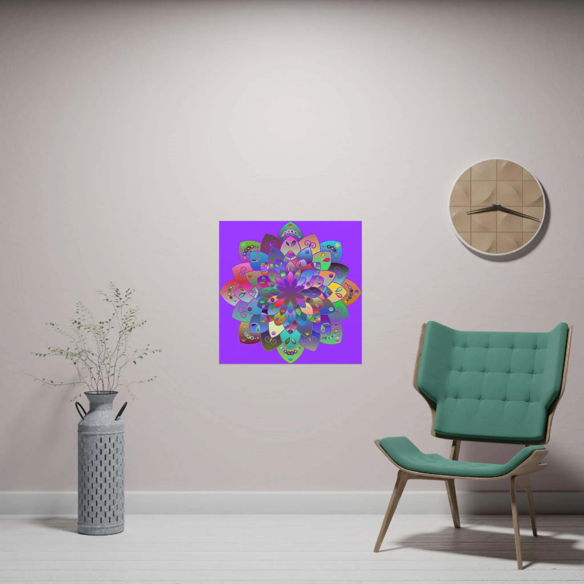 Bright Mandala Art Poster - Hand-Drawn Design featuring Light Purple