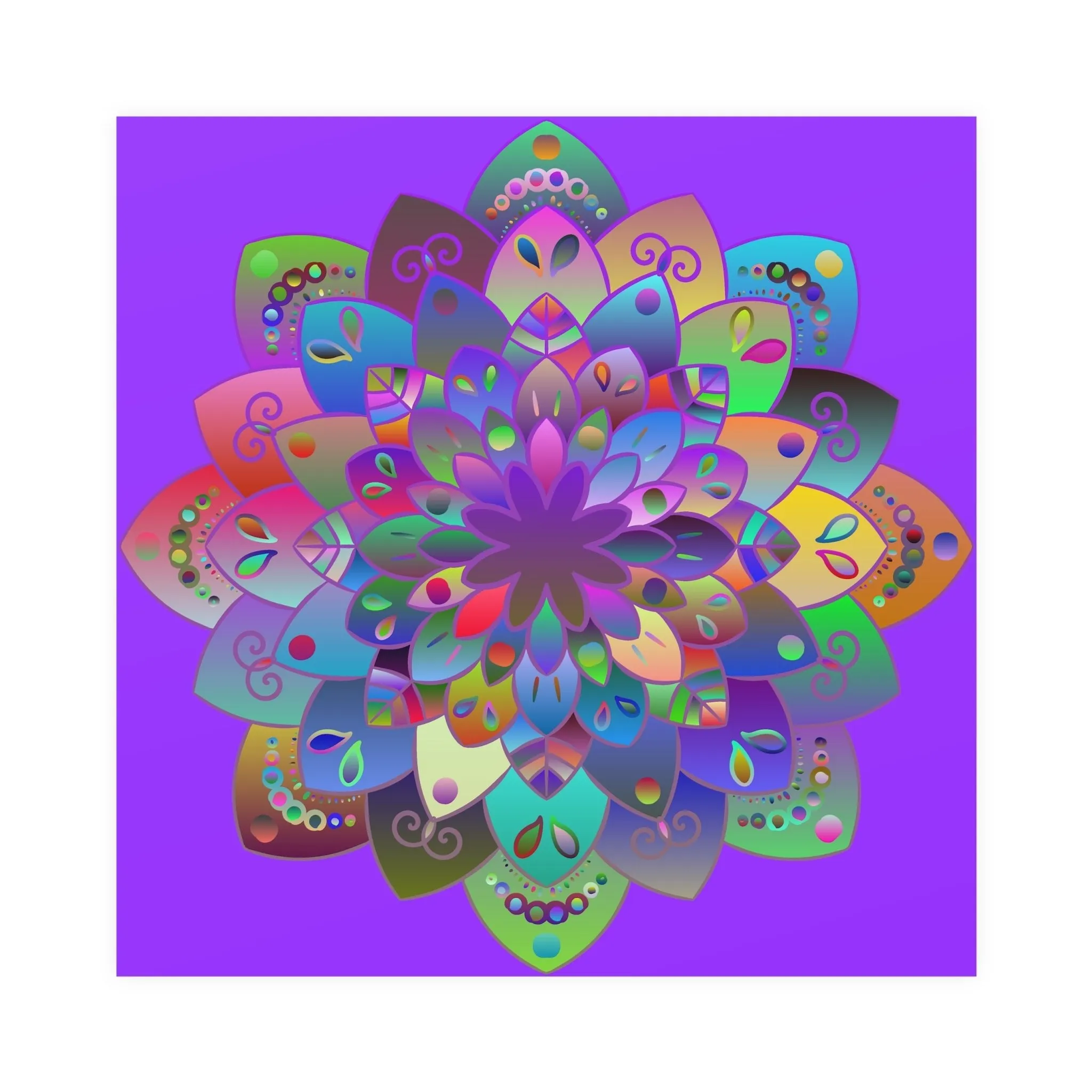 Bright Mandala Art Poster - Hand-Drawn Design featuring Light Purple