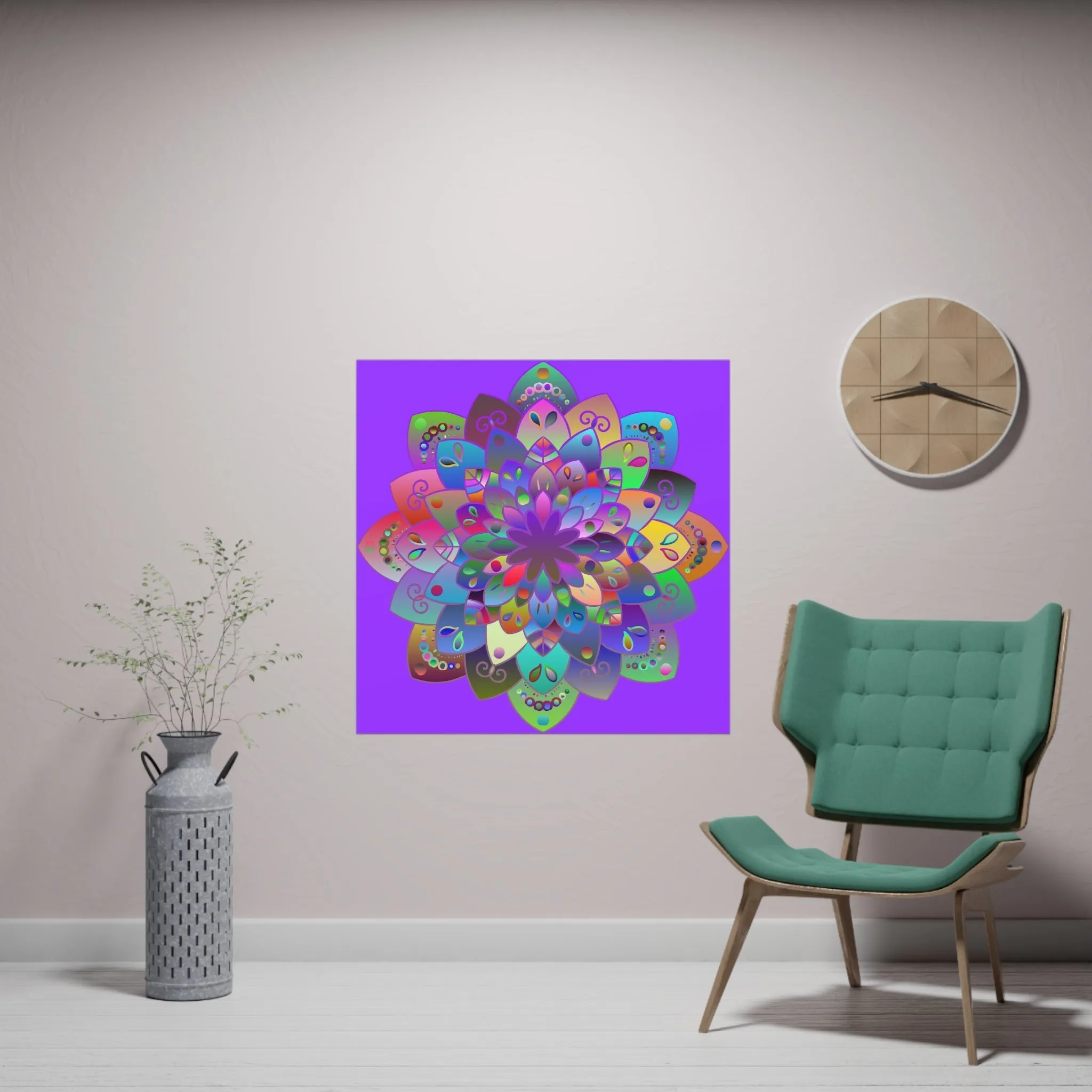 Bright Mandala Art Poster - Hand-Drawn Design featuring Light Purple