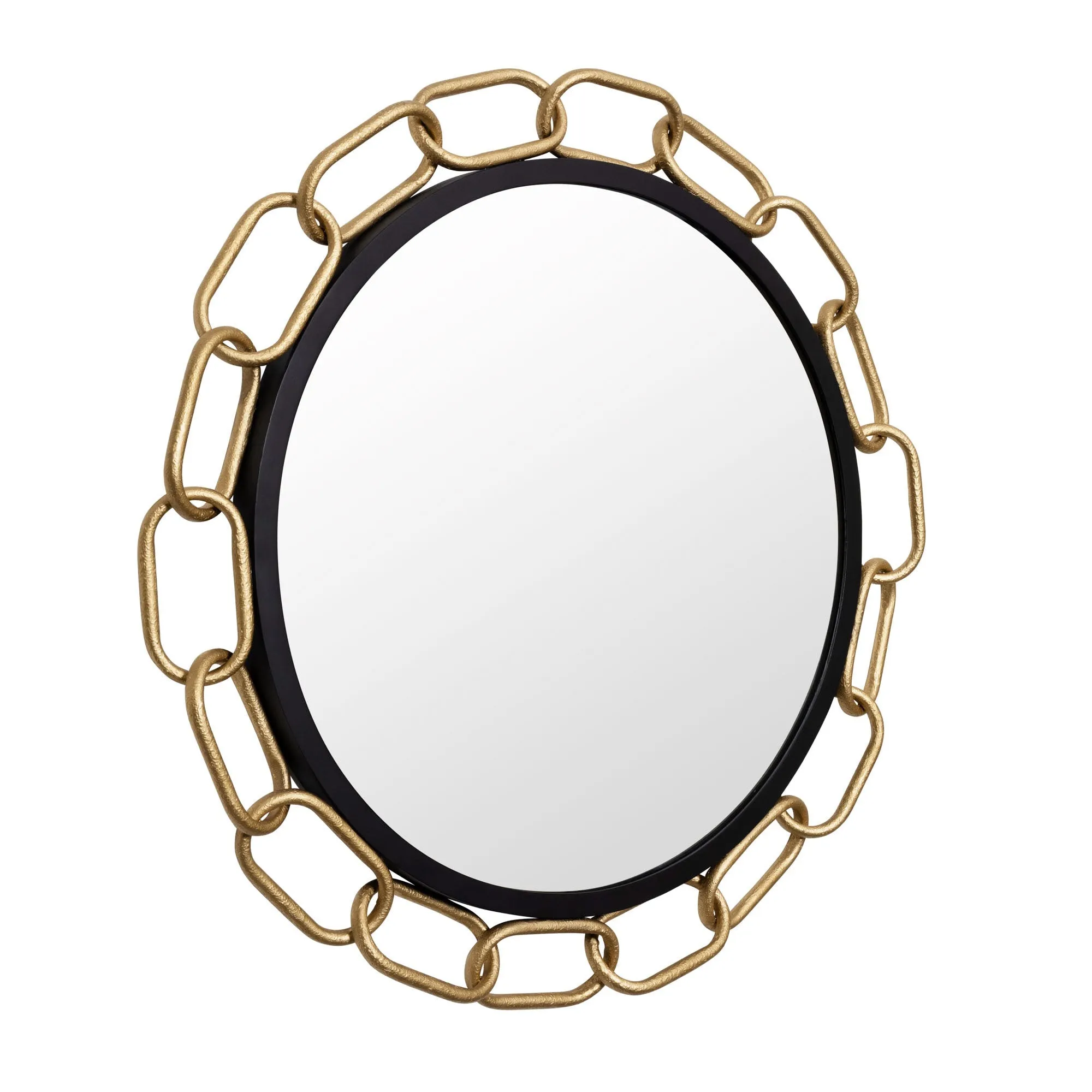 Chains of Love 444MI30MBTG 30-Inch Round Mirror - Matte Black/Textured Gold