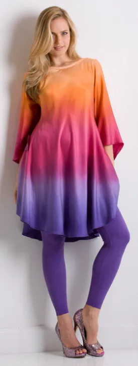 Charmeuse Rainbow Dyed Bias Tunic / Spandex Leggings