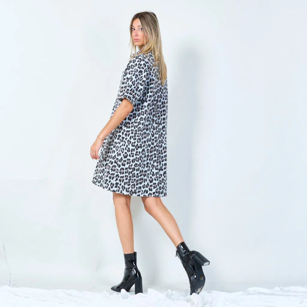 Chic leopard print button-up dress wholesale