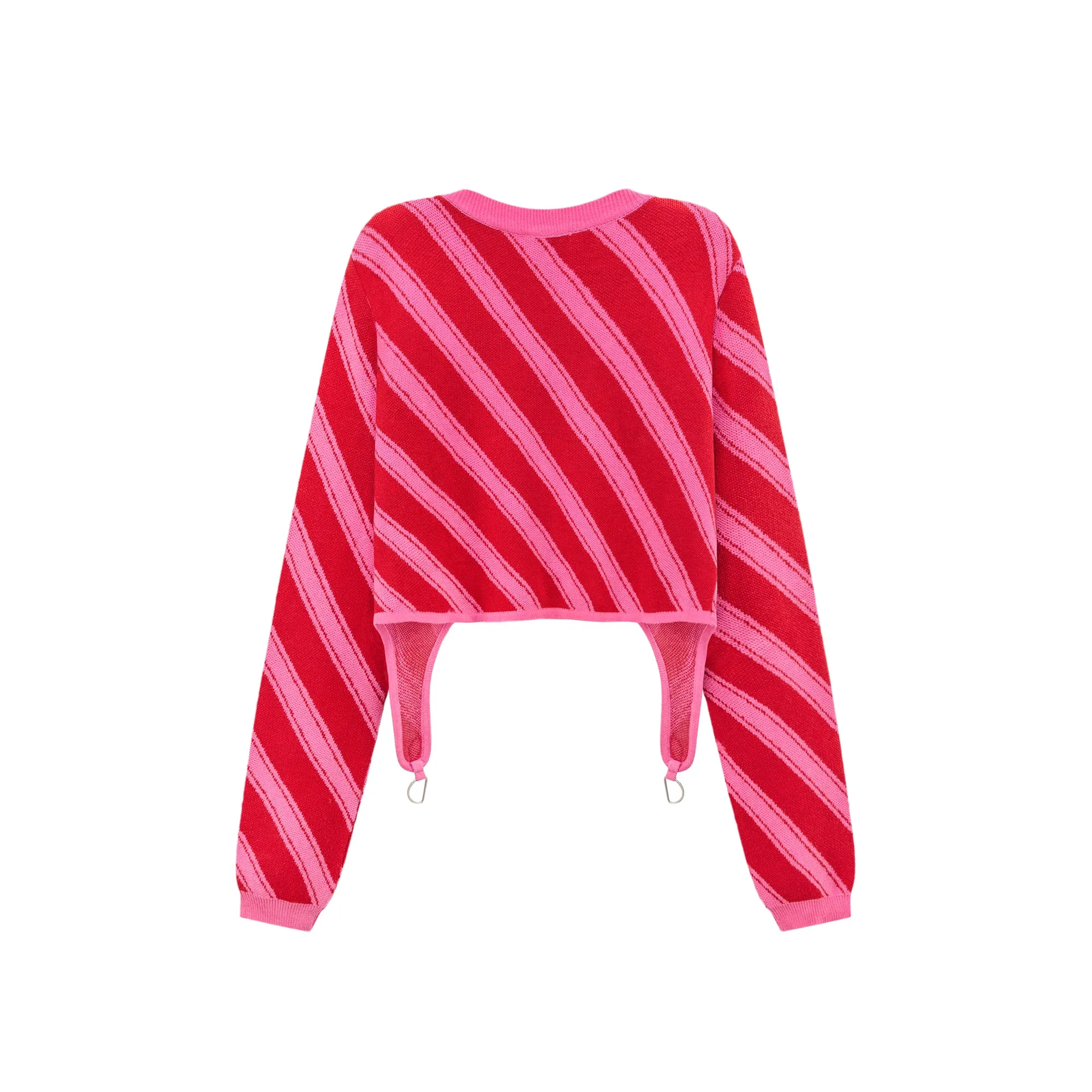 Chuu Baby Unbalanced Striped Long-Sleeves Top