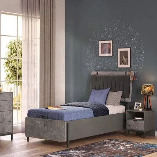 Cilek Space Gray Storage Bed (100X200 Cm Or 120X200 Cm)