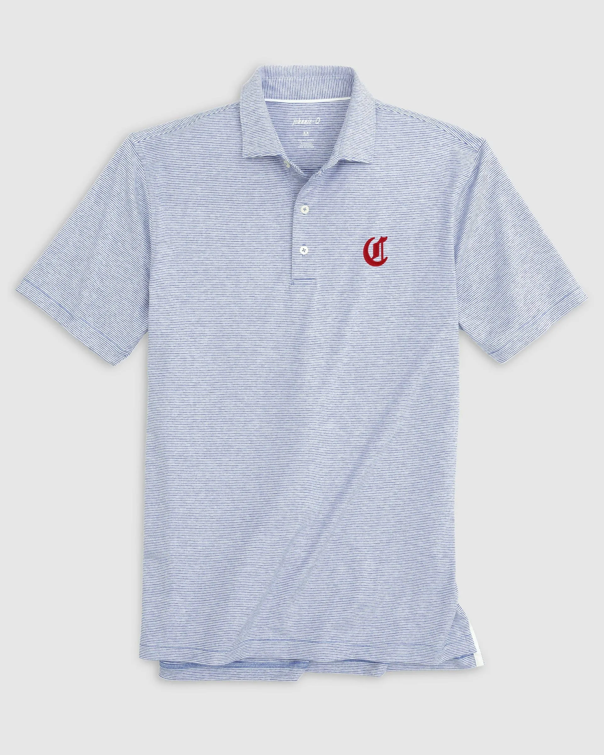 Cincinnati Reds Lyndonn Striped Jersey Performance Polo - Cooperstown Logo