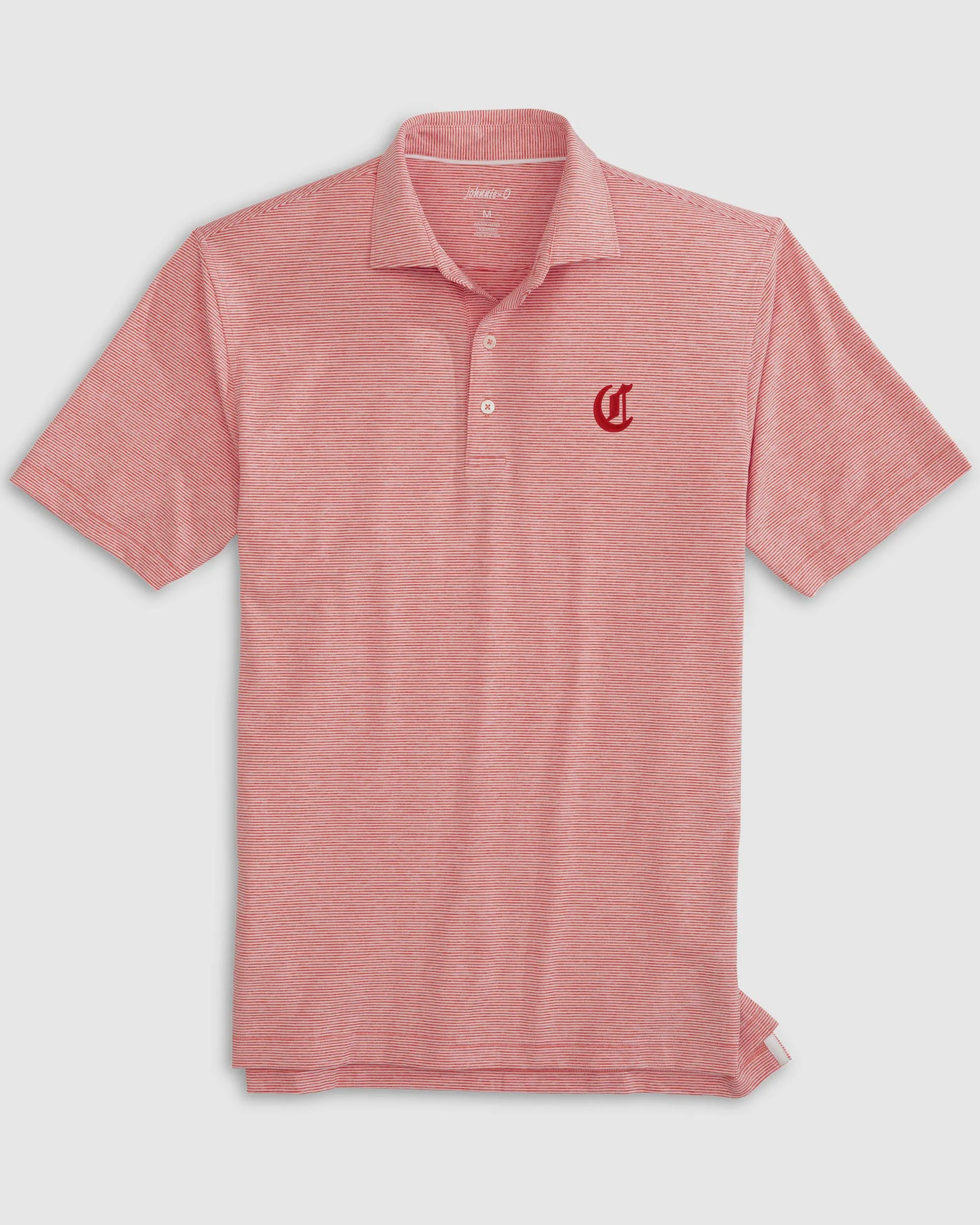 Cincinnati Reds Lyndonn Striped Jersey Performance Polo - Cooperstown Logo