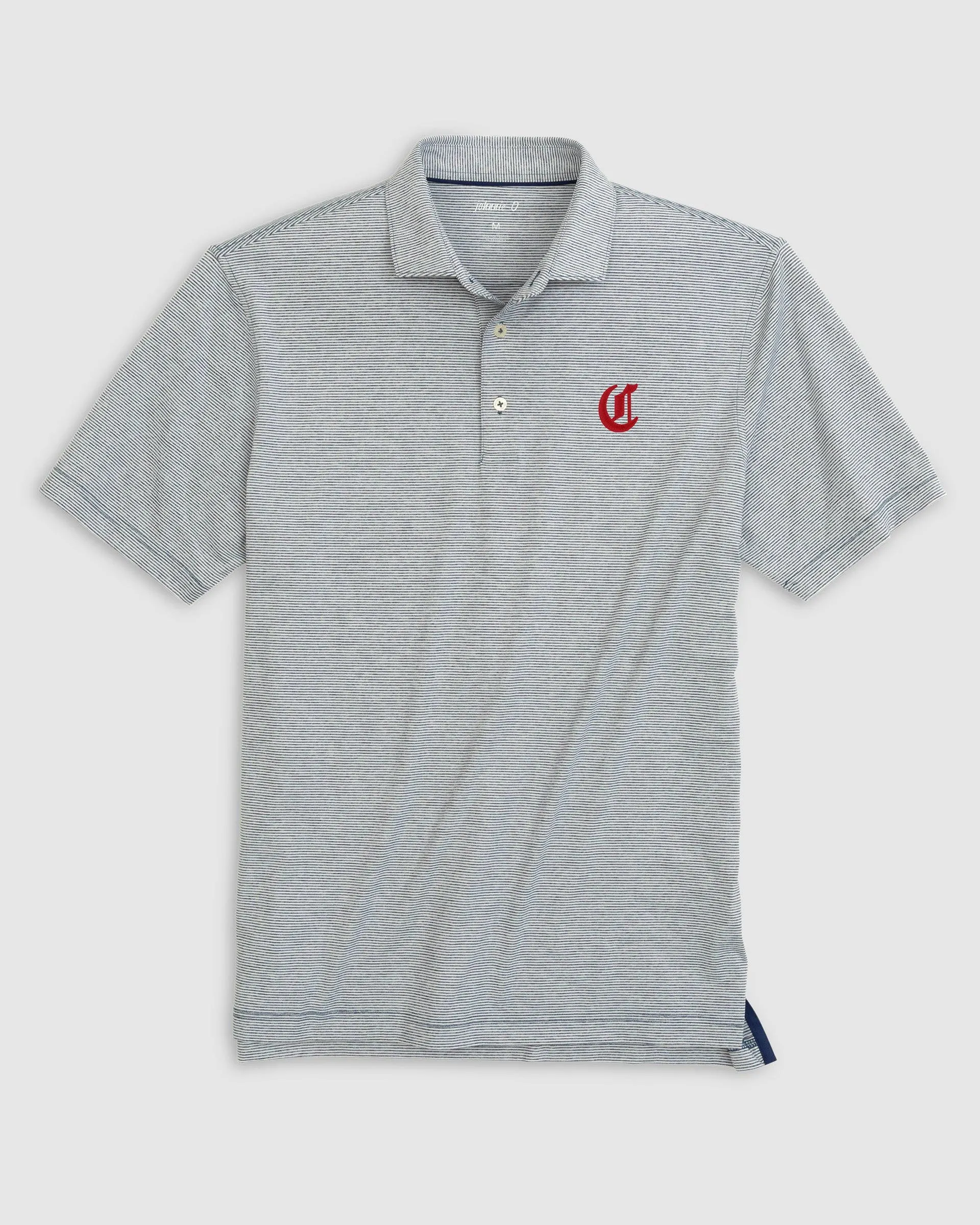 Cincinnati Reds Lyndonn Striped Jersey Performance Polo - Cooperstown Logo